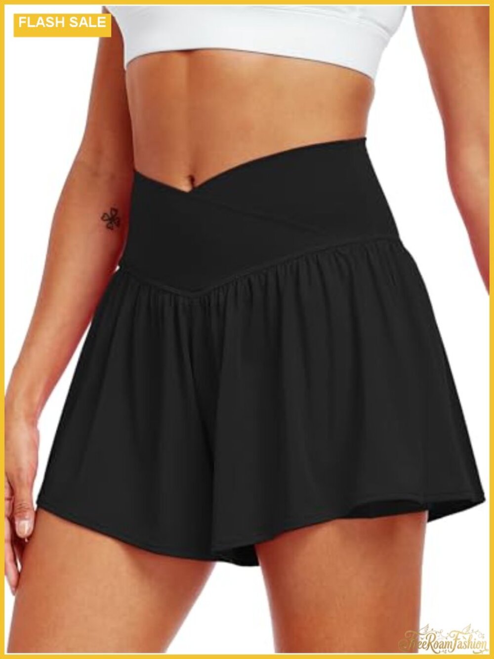 Athletic Shorts for Women 2 in 1 Flowy Running Spandex Butterfly Workout Tennis